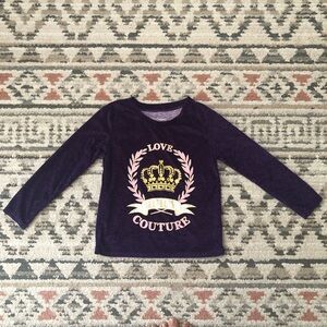 Juicy Couture Purple Long Sleeve Tee with Crown Graphic